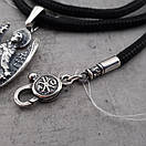 Шовкова срібна цепочка і підвіс Ангел хранитель. Срібна ладанка Архангел Михайло і шовковий шнурок з срібним замком, фото 7