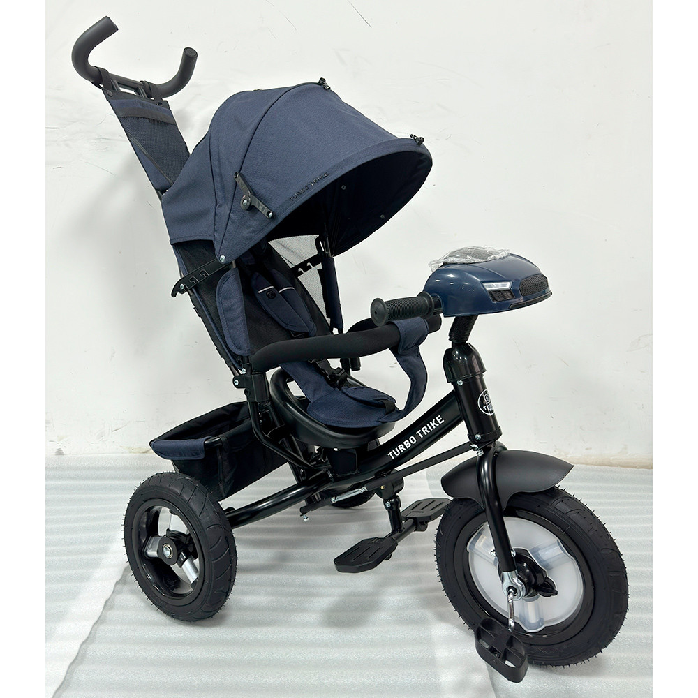 Дитячий триколісний велосипед — коляска Turbo Trike MT 1006-9 з батьківською ручкою Темно-синій, фото 1
