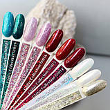 Гель-лак Glitter Colletion G014 (темно-червоний з насиченими дрібними блискітками) Komilfo, 8 мл, фото 3