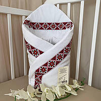 Конверт "Український" Зима Білий/червоний Велюр,кулір арт.27071395  80*80 см.(р)