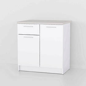 Тумба дводверна підлогова комбінована з 2 полицями і висувним ящиком, сучасний кухонний модуль ЛДСП