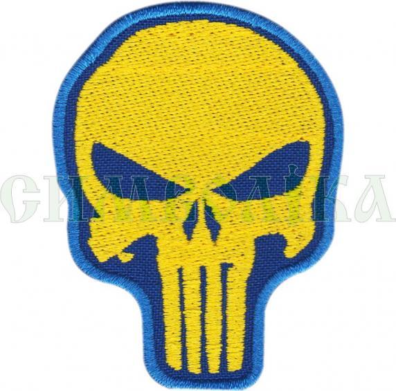 Шеврон PATCH ПАТРІОТ Череп тканина синя нитка жовта велкро (5331-L)