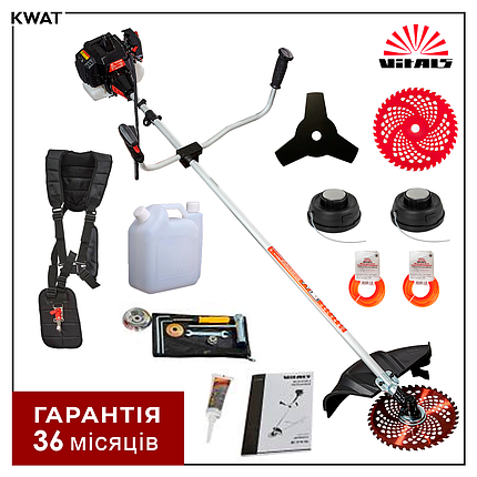 Мотокоса двотактна 1.8 л з Vitals Master BK 3312j Black Edition 9500 об хв Ширина скошування 430 мм, фото 1