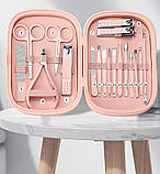 Набір манікюрний із 18 предметів у футлярі. Набір для манікюру та педикюру в чохлі (блакитний), фото 2