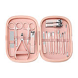 Набір манікюрний із 18 предметів у футлярі. Набір для манікюру та педикюру в чохлі (блакитний), фото 3