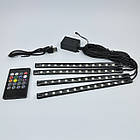 Підсвітка салону автомобіля Led RGB 4х12 USB (багатобарвна) + Музика, фото 2
