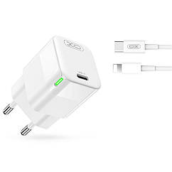 Мережевий зарядний пристрій XO CE06 PD 30W GaN Type-C to Lightning