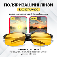 Окуляри для водіїв поляризаційні антиблік Brillix для нічної та денної їзди з чохлом (BRL-012Y), фото 3