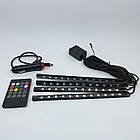 Підсвітка салону автомобіля Led RGB 4х12 (багатобарвна) + Музика, фото 2