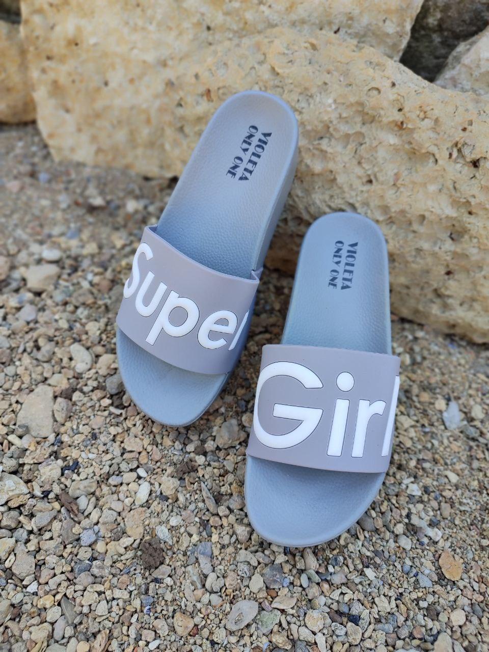 СІРІ Super Girl Grey на танкетці Шльопанці на платформі тапочки тапки жіночі пляжні