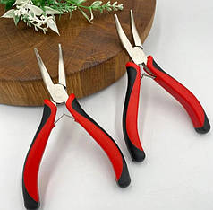 Інструмент для біжутерії - Тонкогубці загнуті (Качкодзьоб, Качконіс) 14 см, червоний