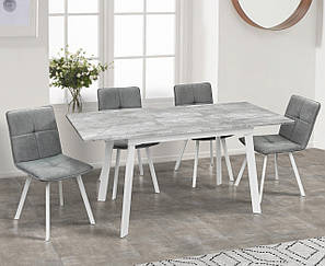 Обідній кухонний білий стіл розкладний прямокутний 120*75 см на кухню в сучасному стилі Етна базальт