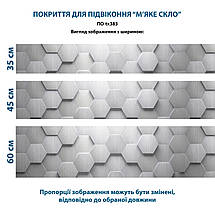 Покриття для підвіконня, м'яке скло з фотодруком Об'ємні металеві соти 35х100 см ПО-tx383, фото 4