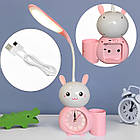 Дитяча настільна лампа 3в1 ( годинник + лампа + органайзер для ручок) Alarm clock XL-800 / Світильник настільний, фото 6
