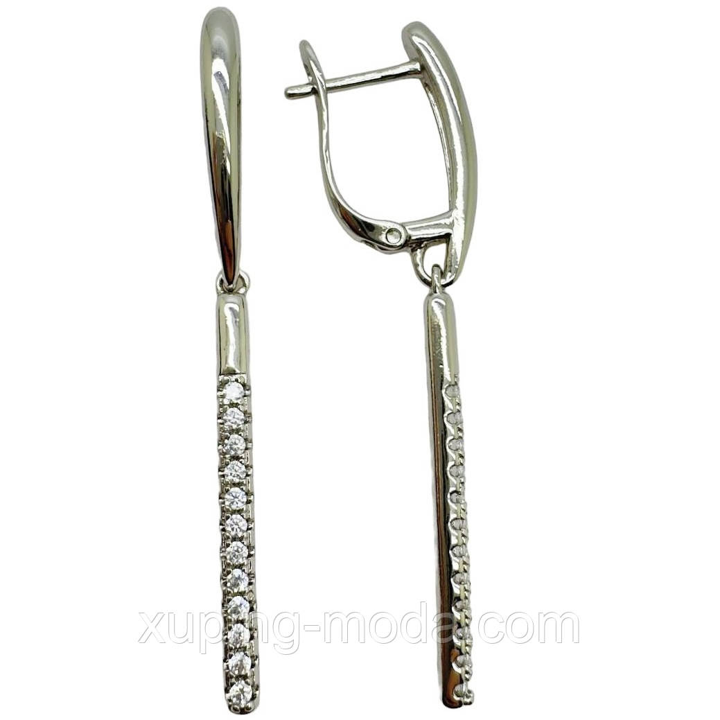 Сережки з медичного золота. Xuping. 45х2 мм. Родій, фото 1