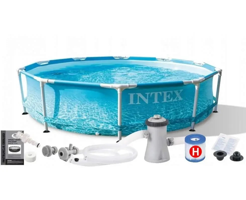 Каркасний басейн із фільтр-насосом Intex 28208 (305x76 см) Морський принт Об`єм 4485 літра