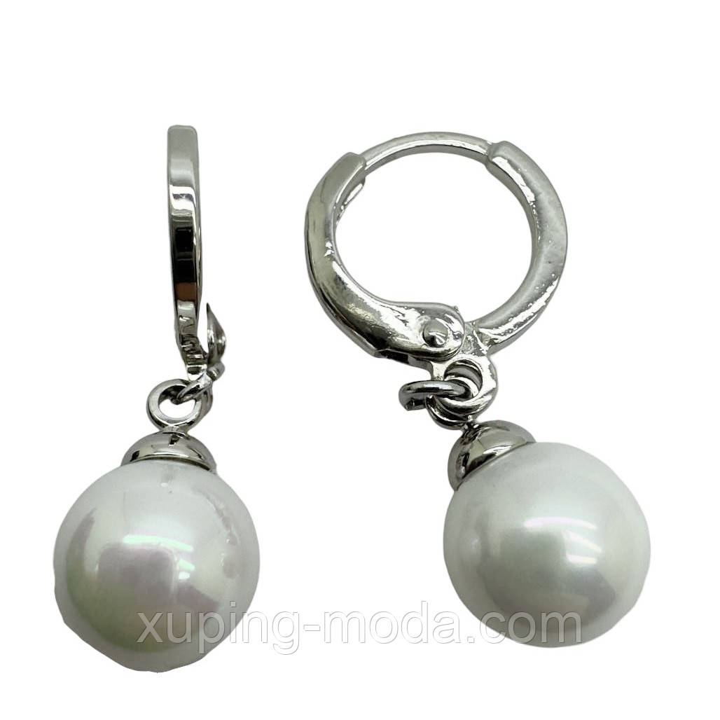 Сережки з медичного золота. Xuping. 25х8 мм. Родій, фото 1