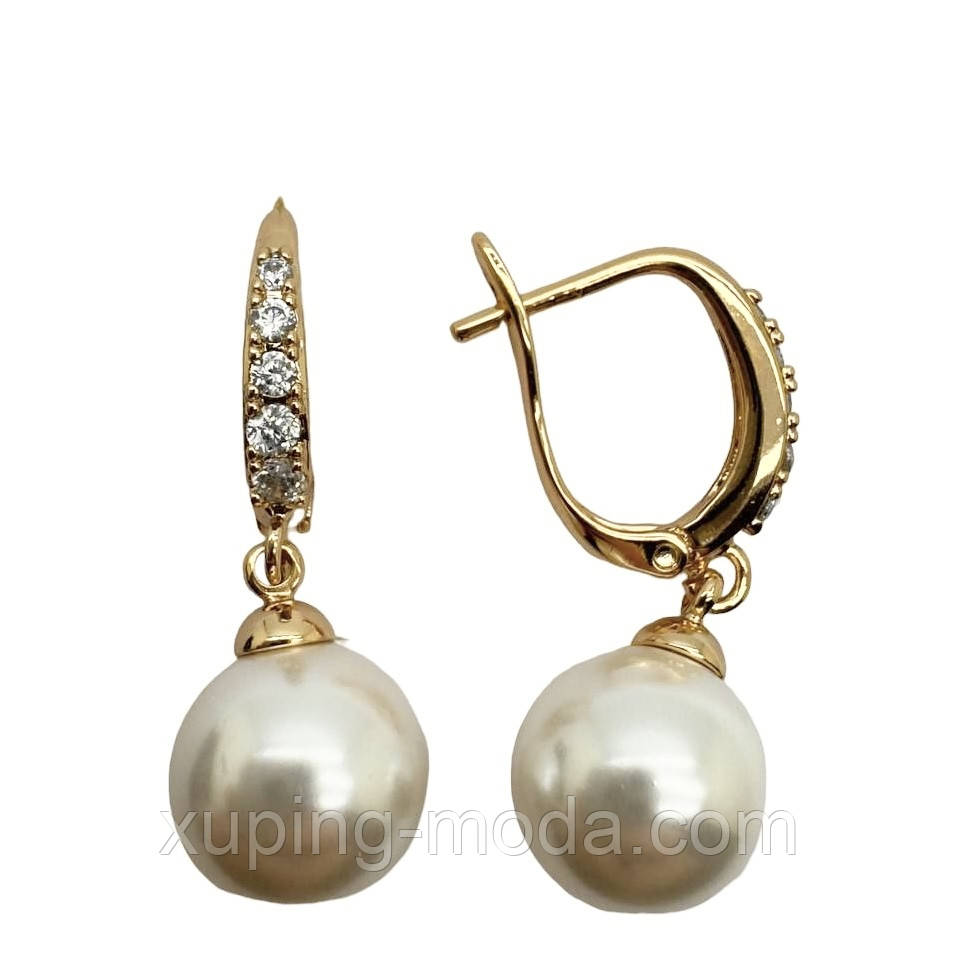 Сережки з медичного золота. Xuping. 30х10 мм. 18 к, фото 1