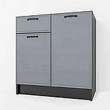 Модульна тумба підлогова без стільниці з МДФ фасадом, дводверна кухонна тумба з 2 полицями та шухлядою, фото 6