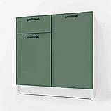 Модульна тумба підлогова без стільниці з МДФ фасадом, дводверна кухонна тумба з 2 полицями та шухлядою, фото 5