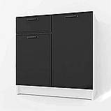Модульна тумба підлогова без стільниці з МДФ фасадом, дводверна кухонна тумба з 2 полицями та шухлядою, фото 4