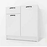 Модульна тумба підлогова без стільниці з МДФ фасадом, дводверна кухонна тумба з 2 полицями та шухлядою, фото 9
