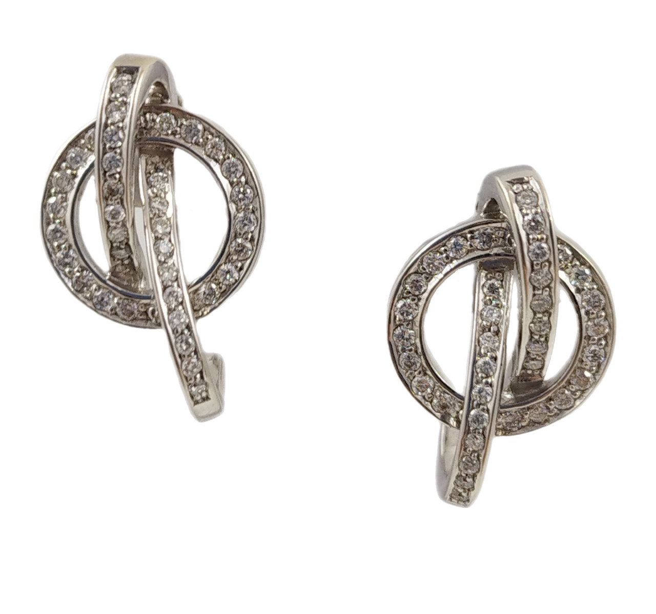Сережки із білого золота 585 проби з діамантами с140-0004, фото 1