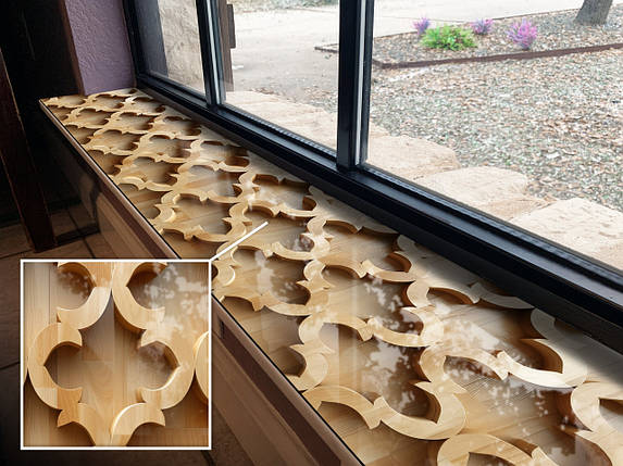 Покриття для підвіконня, м'яке скло з фотодруком Об'ємні візерунки з дерева 35х100 см ПО-tx387, фото 1