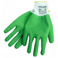 Рукавички Doloni №4526 трикотажные з латексним покриттям, повний облив, раомір 10, зелені