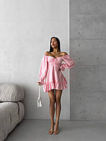 Летнее муслиновое женское платье с длинным рукавом, нежное красивое короткое летнее платье муслин, платья