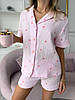 Піжама бавовняна двойка з шортами та сорочкою для жінок колір рожевий розмір S M106PS1с, фото 5