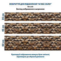 Покриття для підвіконня, м'яке скло з фотодруком Об'ємні дерев'яні соти 35х100 см ПО-tx391, фото 4
