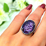 Жіночий перстень срібний з лавандовим кольором каменем., фото 3