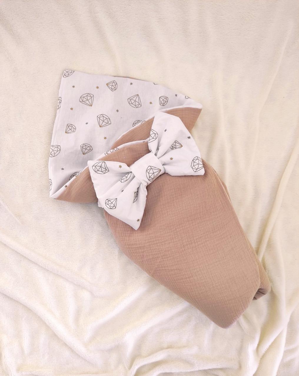 Дитячий літній мусліновий конверт на виписку конверт-ковдра ВЕСНА ЛІТО