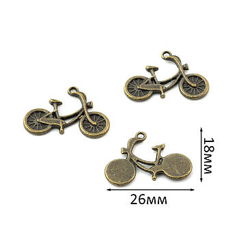 Підвіска металева "Велосипед" 26*18мм Бронза PDB002