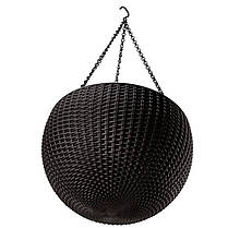 Горщик для рослин Keter Rattan hanging sphere з ланцюжками підвісний, темно-коричневий, 8,6 л, фото 4