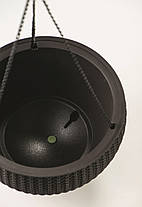 Горщик для рослин Keter Rattan hanging sphere з ланцюжками підвісний, темно-коричневий, 8,6 л, фото 5