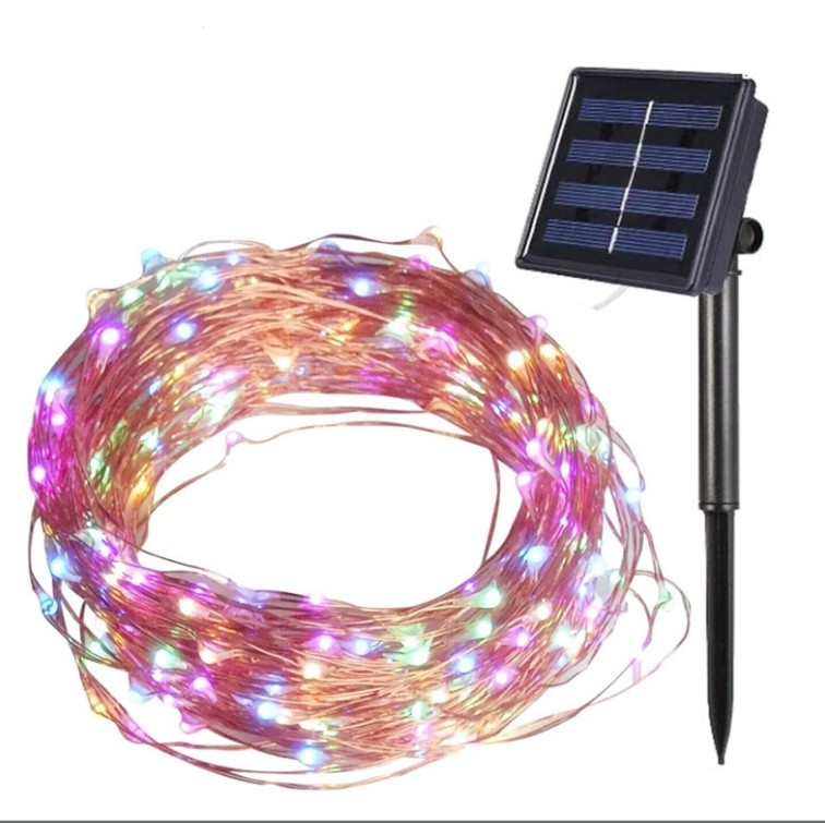 Вулична гірлянда Роса на сонячній батареї 10м. 100led Колір світла Мультиколор, фото 1