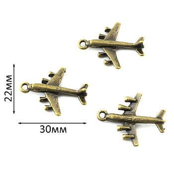 Підвіска металева "Літак" 22*30мм Бронза PDB004