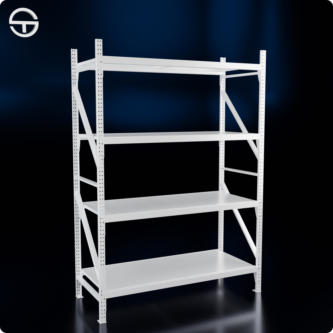 Стелаж набірний "VAULT-1812" 4 полиці (ярусу) h 1800х1200х550мм (1.2мм) білий. Для комори, складу та гаража, фото 1