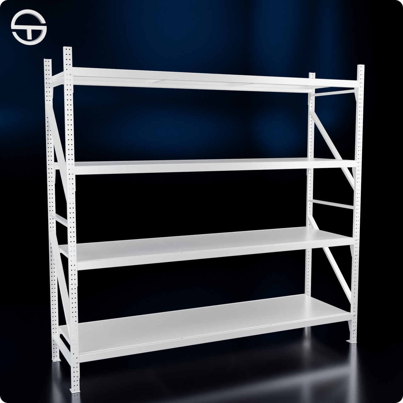 Стелаж набірний "VAULT-1818" 4 полиці (ярусу) h 1800х1800х550мм (1.2мм) білий. Для комори, складу та гаража, фото 1