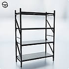 Стелаж набірний "VAULT-1812" 4 полиці (ярусу) h 1800х1200х550мм (1.2мм) чорний. Для комори, складу та гаража, фото 2