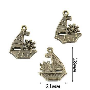 Підвіска металева "Кораблик" 28*231мм Бронза PDB005