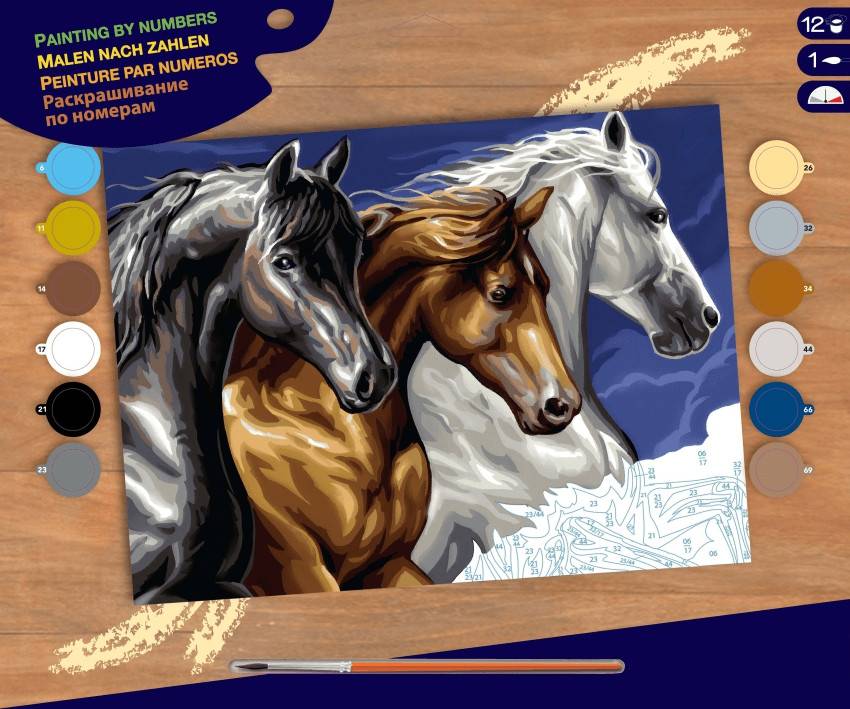 Sequin Art Набір для творчості PAINTING BY NUMBERS SENIOR Дикі коні