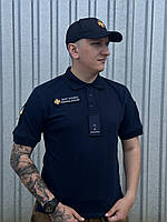 Футболка Поло для ДСНС вологовідвідна Лакоста з резинкою темно-синя