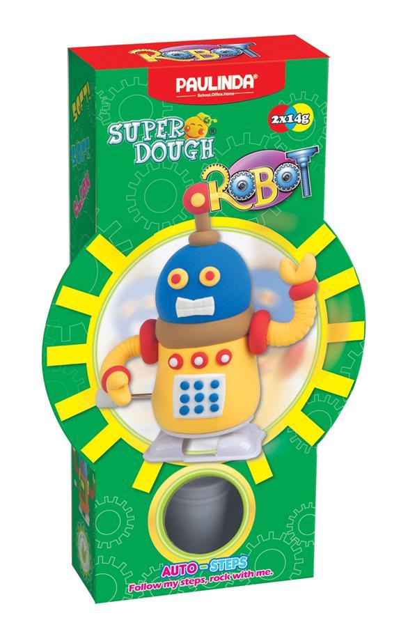 PAULINDA Маса для ліплення Super Dough Robot заводний механізм (крокує) (жовтий)