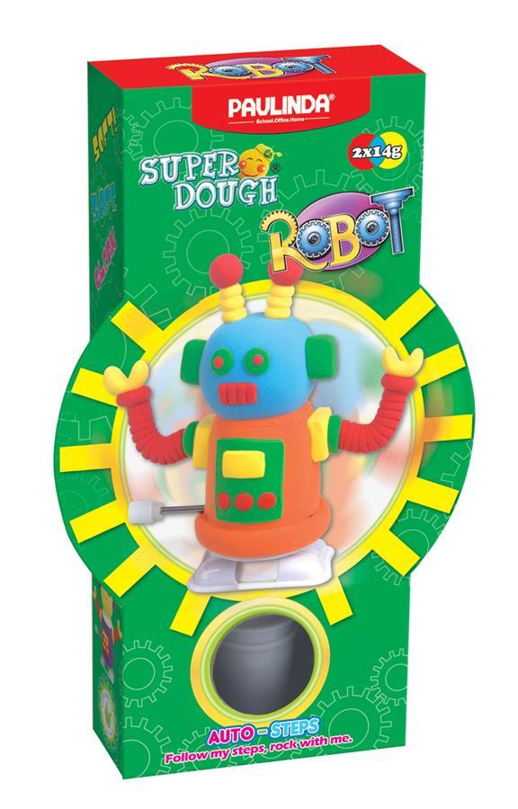 PAULINDA Маса для ліплення Super Dough Robot заводний механізм (крокує) (помаранчевий)