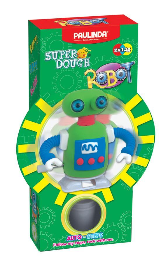 PAULINDA Маса для ліплення Super Dough Robot заводний механізм (крокує) (зелений)