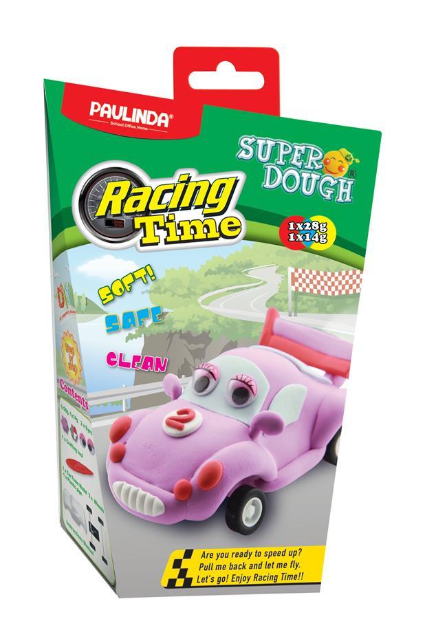 PAULINDA Маса для ліплення Super Dough Racing time Машинка (рожева) інерційний механізм