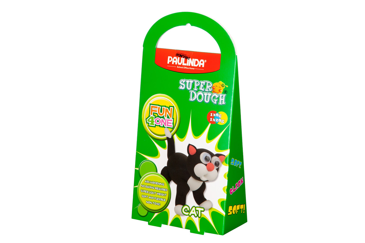 PAULINDA Маса для ліплення Super Dough Fun4one Кіт (рухливі очі)